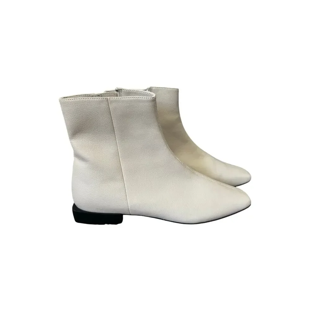 Linea Paolo Faux leather Rad Ankle Boots in cream